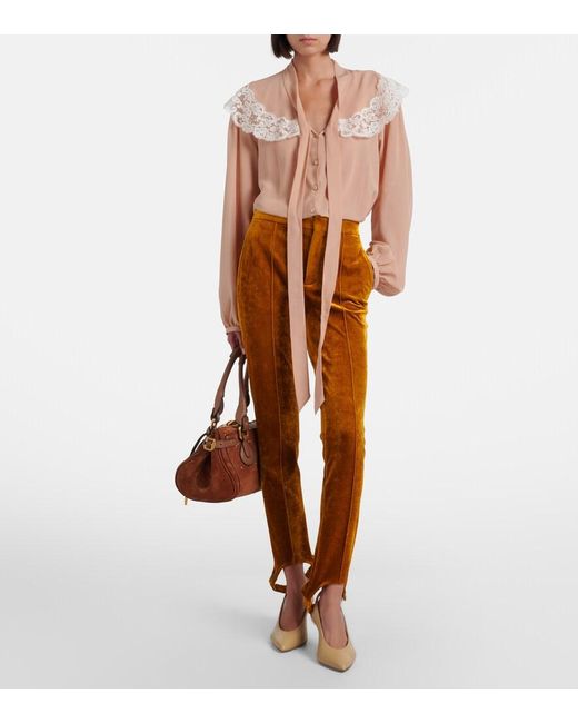 Chloé Brown Velvet Stirrup Pants