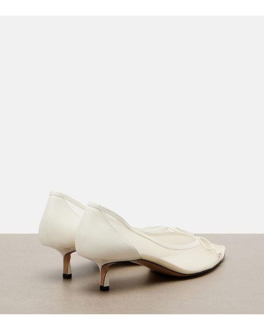 Jacquemus White Tourni Leather-Trimmed Mesh Pumps