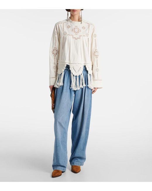 Isabel Marant Blue Inaya High-Rise Wide-Leg Jeans