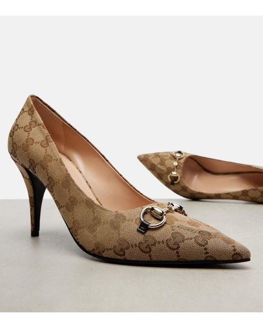 Gucci Brown Erin 85 Canvas Pumps