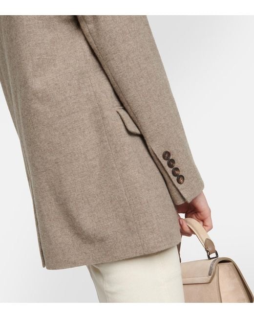 Brunello Cucinelli Natural Single-Breasted Yak Wool Blazer