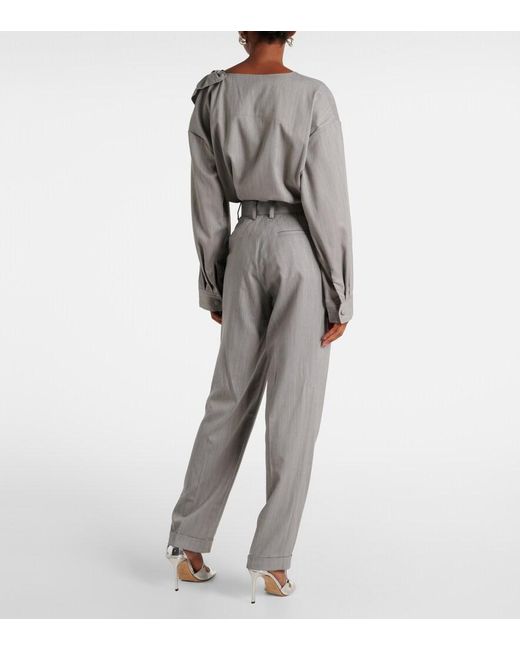 JACQUES WEI Gray Wool Straight Pants