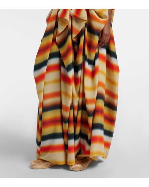 Loewe Metallic Paula's Ibiza Striped Silk Maxi Dress