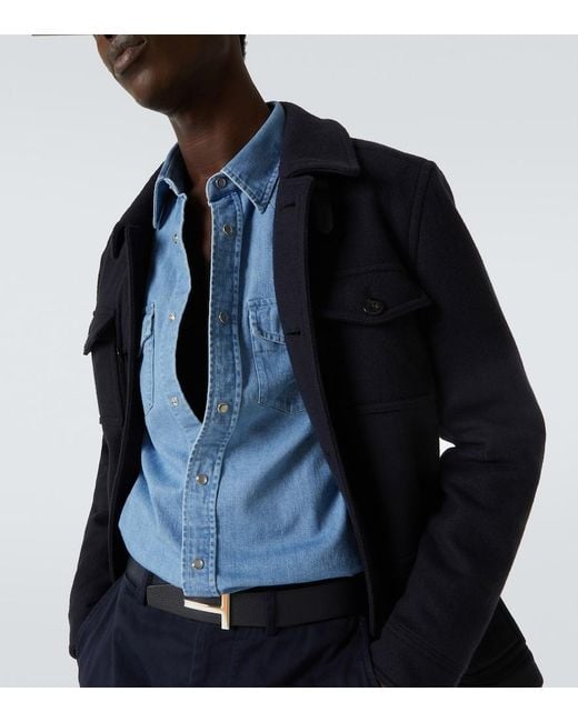 Tom Ford Blue Western Denim Shirt for men