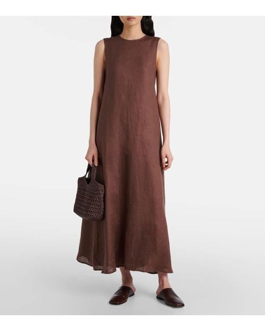 Vestido Largo Tallin De Lino Asceno de color Brown