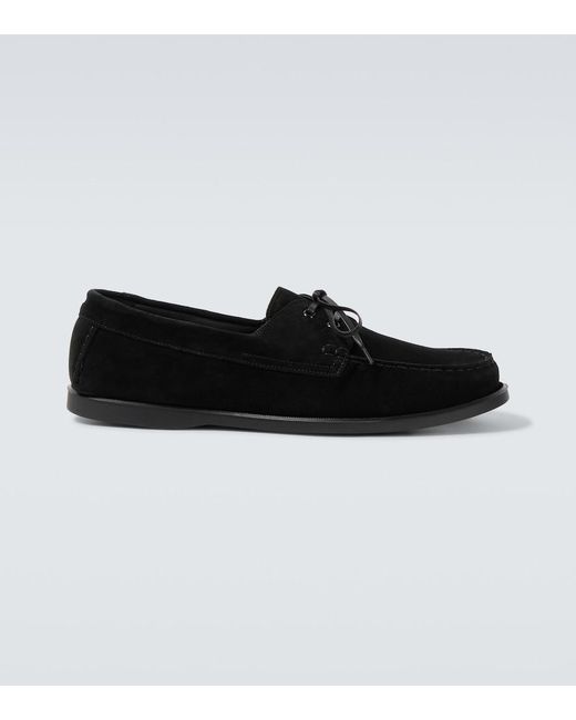 Saman Amel Black City Moc Suede Boat Shoes for men