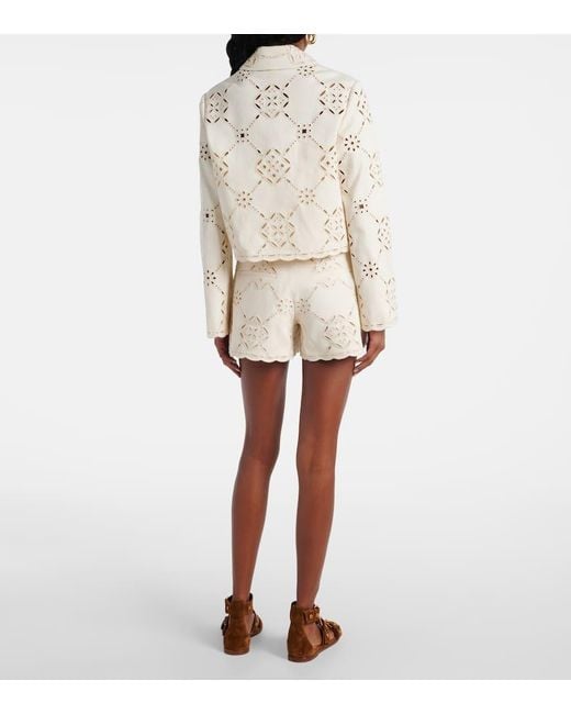 Veronica Beard Natural Cropped-Jacke Adelaide Aus Baumwolle