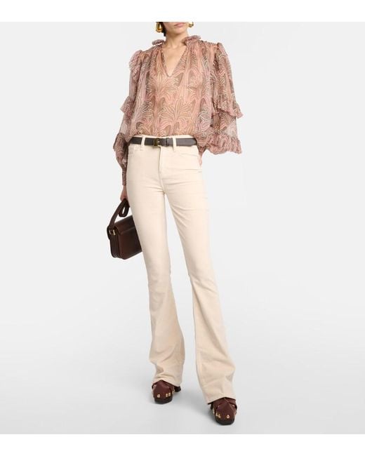 FRAME Natural Le High Flare Velveteen Velvet Flared Jeans
