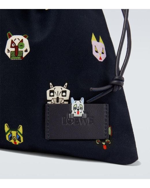 Loewe Blue X Louis Wain Leather-Trimmed Cotton Pouch for men