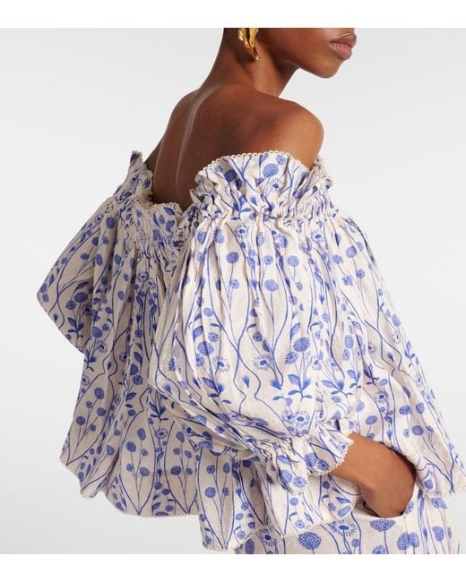 Agua Bendita Blue Urucu Petalo Blouse