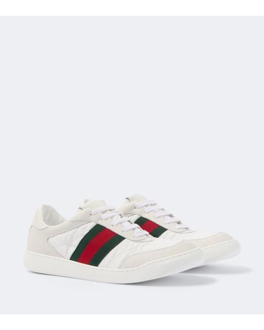 Gucci White Screener Leather-Trimmed Sneakers for men