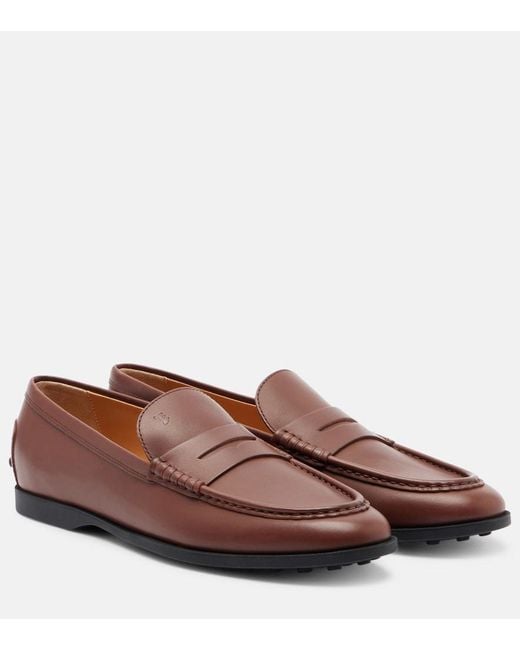 Tod's Brown Gommino Leather Penny Loafers
