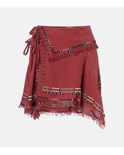 Isabel Marant Feriel Embroidered Silk Wrap Skirt