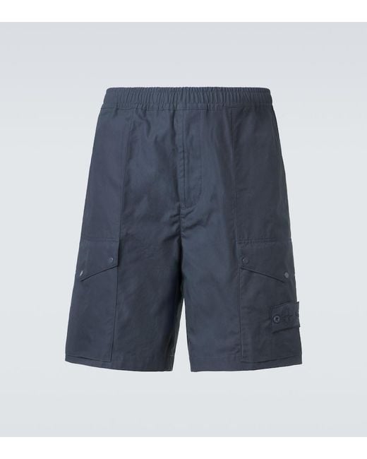 Stone Island Blue Ghost Cotton Canvas Cargo Shorts for men