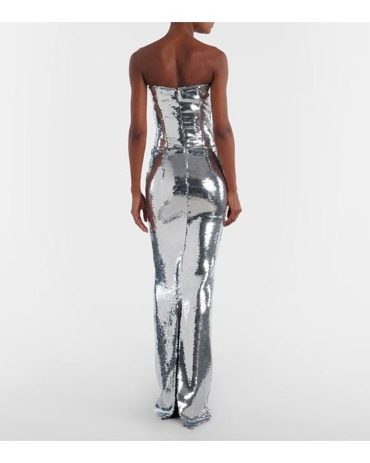 Robe Longue Top Bustier Azzura A Sequins The New Arrivals Ilkyaz Ozel en coloris White