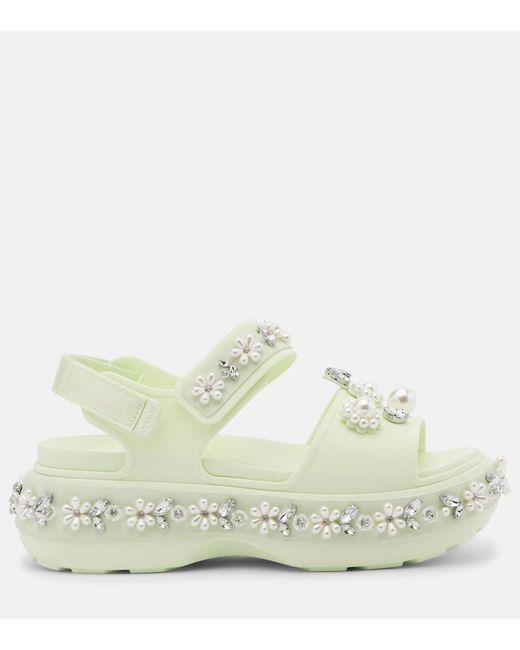 Simone Rocha Green X Crocs Embellished Platform Sandals
