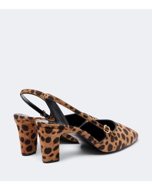 Herbert Levine Brown Ask Around Calf Hair Slingback Pumps