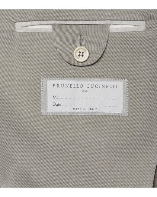 Brunello Cucinelli Gray Double-Breasted Silk Suit Jacket for men
