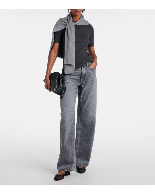 SLVRLAKE Denim Gray Cassie High-Rise Wide-Leg Jeans