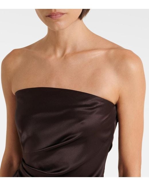 Staud Black Adriana Draped Silk-Blend Minidress