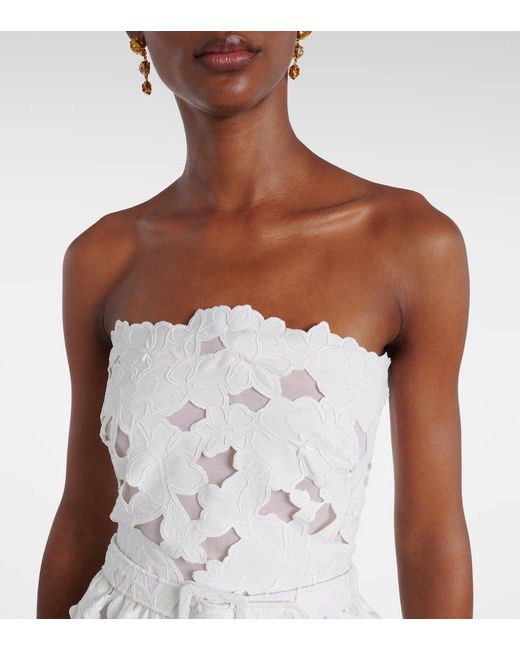 Oscar de la Renta White Lace Bustier Dress