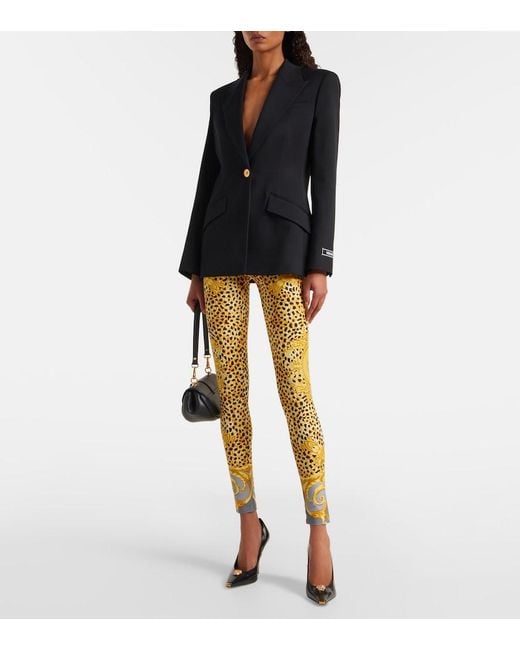 Versace Metallic Printed Jersey Leggings