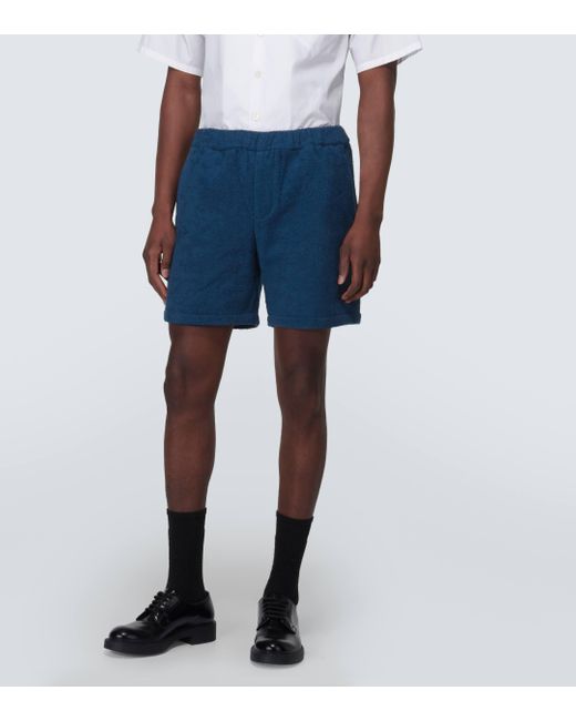 Prada Blue Cotton Terry Shorts for men