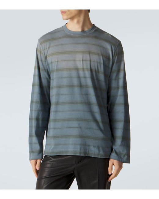 Our Legacy Blue Box Striped Cotton T-Shirt for men