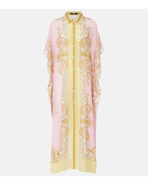 Versace Metallic Underwater Barocco Georgette Kaftan