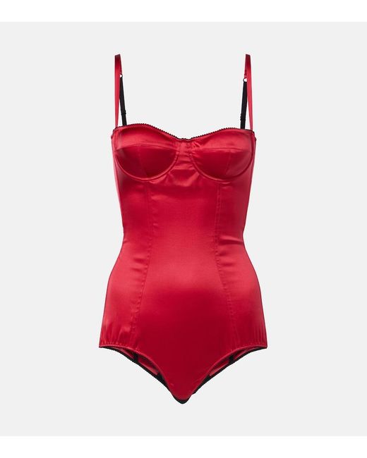 Dolce & Gabbana Red Satin Bodysuit