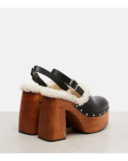 Jimmy Choo Black Alida 135 Leather Platform Clogs