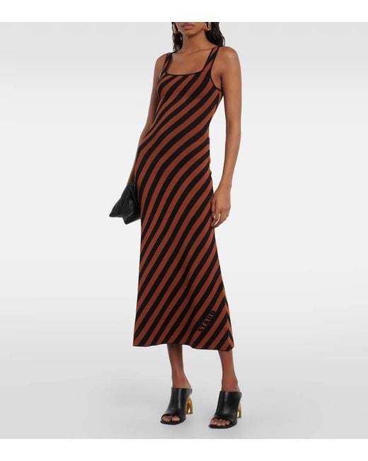 Staud Brown Katie Striped Midi Dress