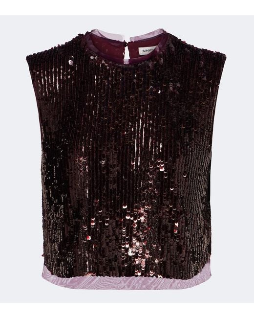 Jonathan Simkhai Black Cydia Sequined Top