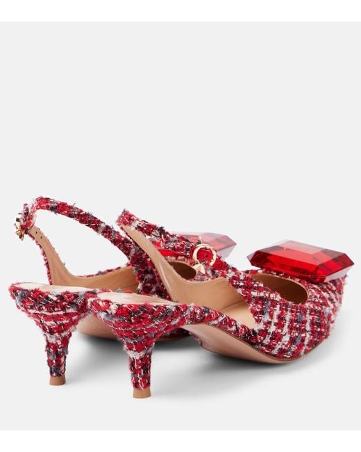 Gianvito Rossi Red Jaipur Boucle Slingback Pumps