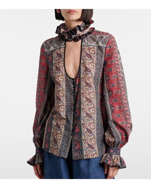 Valentino Brown Paisley Cotton Muslin Blouse