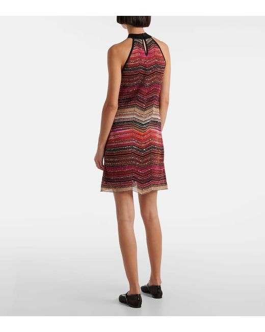 Missoni Red Zig Zag Metallic Minidress