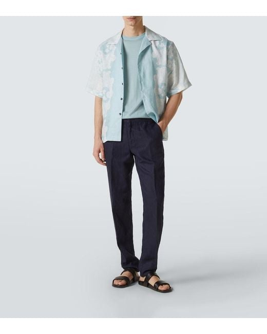 Orlebar Brown Blue Griffon Linen Pants for men