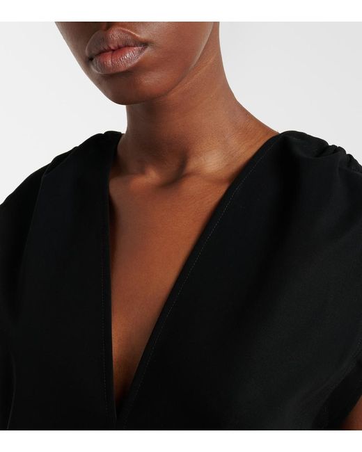Plan C Black Cotton Crepe Top