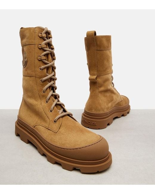 Moncler Brown Schnuerstiefel Vera Aus Veloursleder