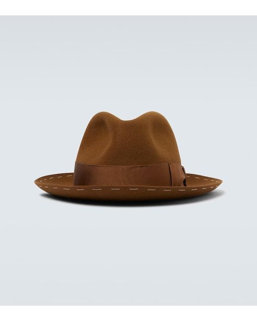 Borsalino Brown Decor Band Fedora Hat for men