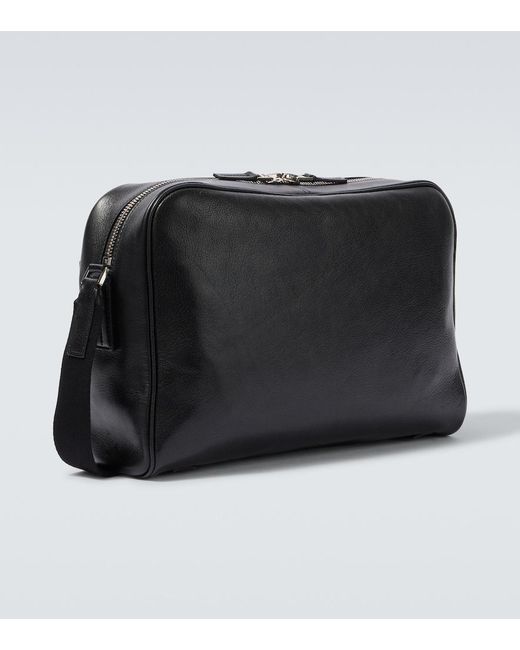Tom Ford Black Leather Messenger Bag for men