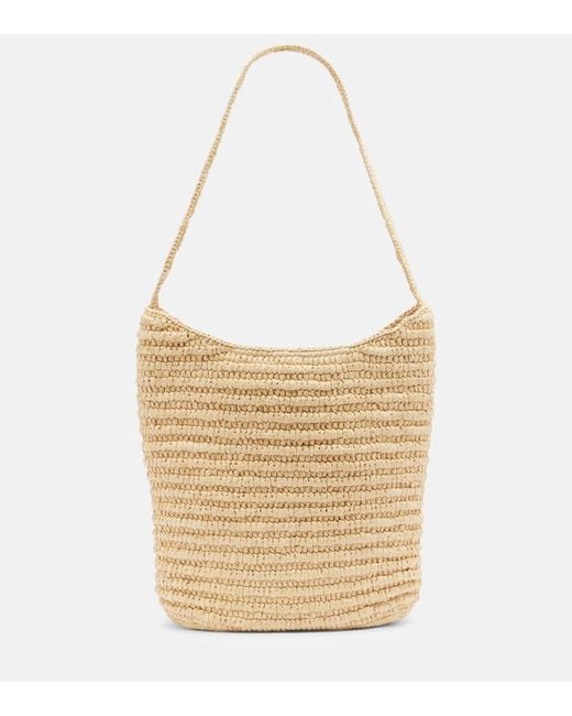 The Row White Alma Medium Raffia Shoulder Bag