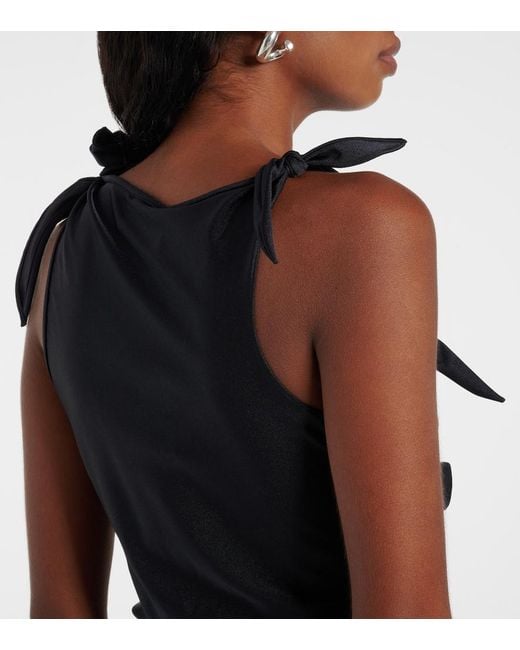 Coperni Black Floral-Applique Asymmetric Top