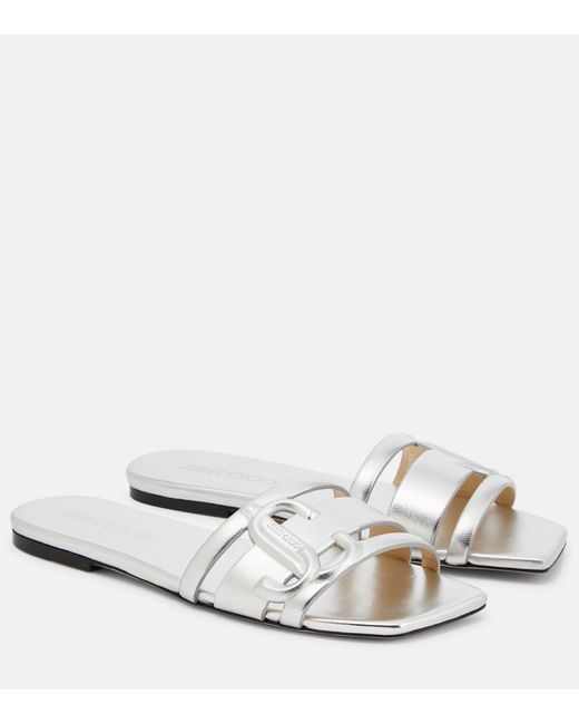 Jimmy Choo White Laran Metallic Leather Sandals