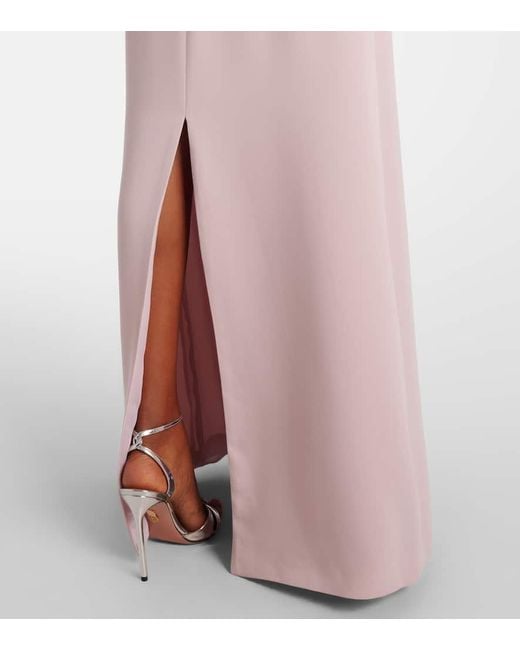 Abito Lungo A Mantella Con Cristalli di Costarellos in Pink