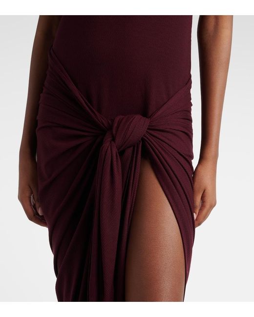 The Attico Red Draped Midi Dress