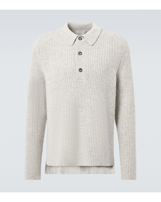 Allude White Wool And Cashmere Polo Sweater for men