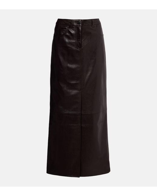 Dorothee Schumacher Black High-Rise Leather Maxi Skirt