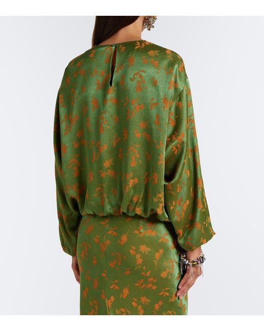Dries Van Noten Green Floral Blouse