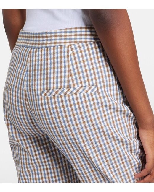 Veronica Beard Gray Gingham Seersucker Cropped Slim Pants